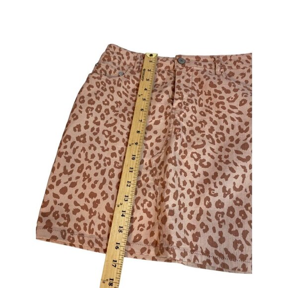 Love Tree Denim Pink Leopard Mini Skirt Size Large - Picture 6 of 8
